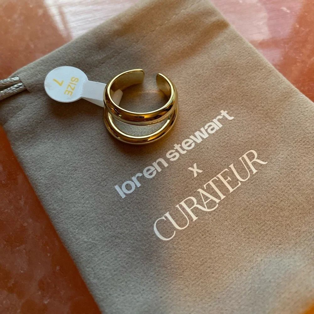 Loren Stewart Curateur Double open Band Ring 14k yellow gold plated.. NWT
